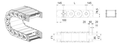 Brevetti Пластиковая кабельная цепь H110PC