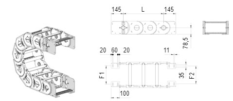 Brevetti Пластиковая кабельная цепь H110SA