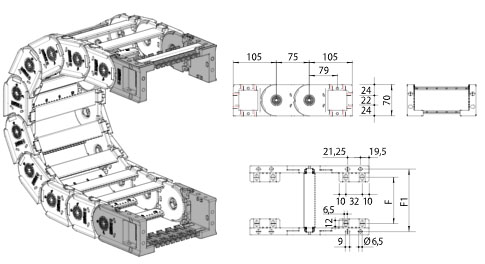 Brevetti Пластиковая кабельная цепь H45SC